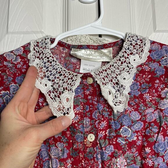 Gunne Sax by Jessica McClintock Girl's Victorian Prairie Dress Red Floral Size 7 - Picture 3 of 12